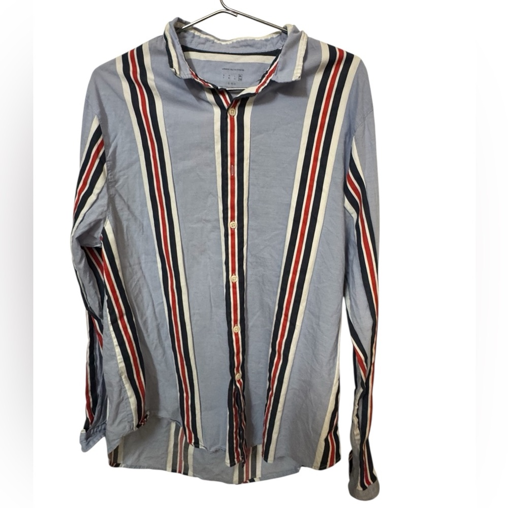 Retro Urban Outfitters Blue Striped Button-Up Long Sleeve Shirt Men’s XL 90s